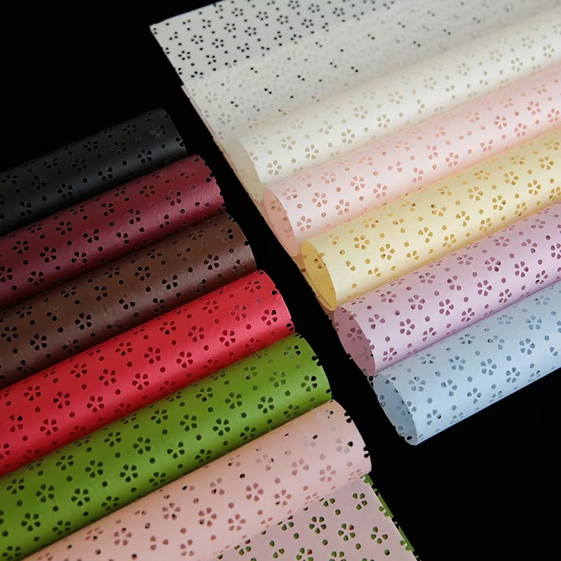 Waterproof Floral Hollow PET Wrapping Paper – 10 Sheets | Premium Bouquet & Gift Wrap | 57×57cm