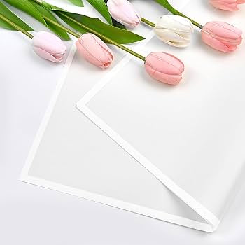 Waterproof Korean Flower Wrapping Paper – White with White Rim (20 Sheets)