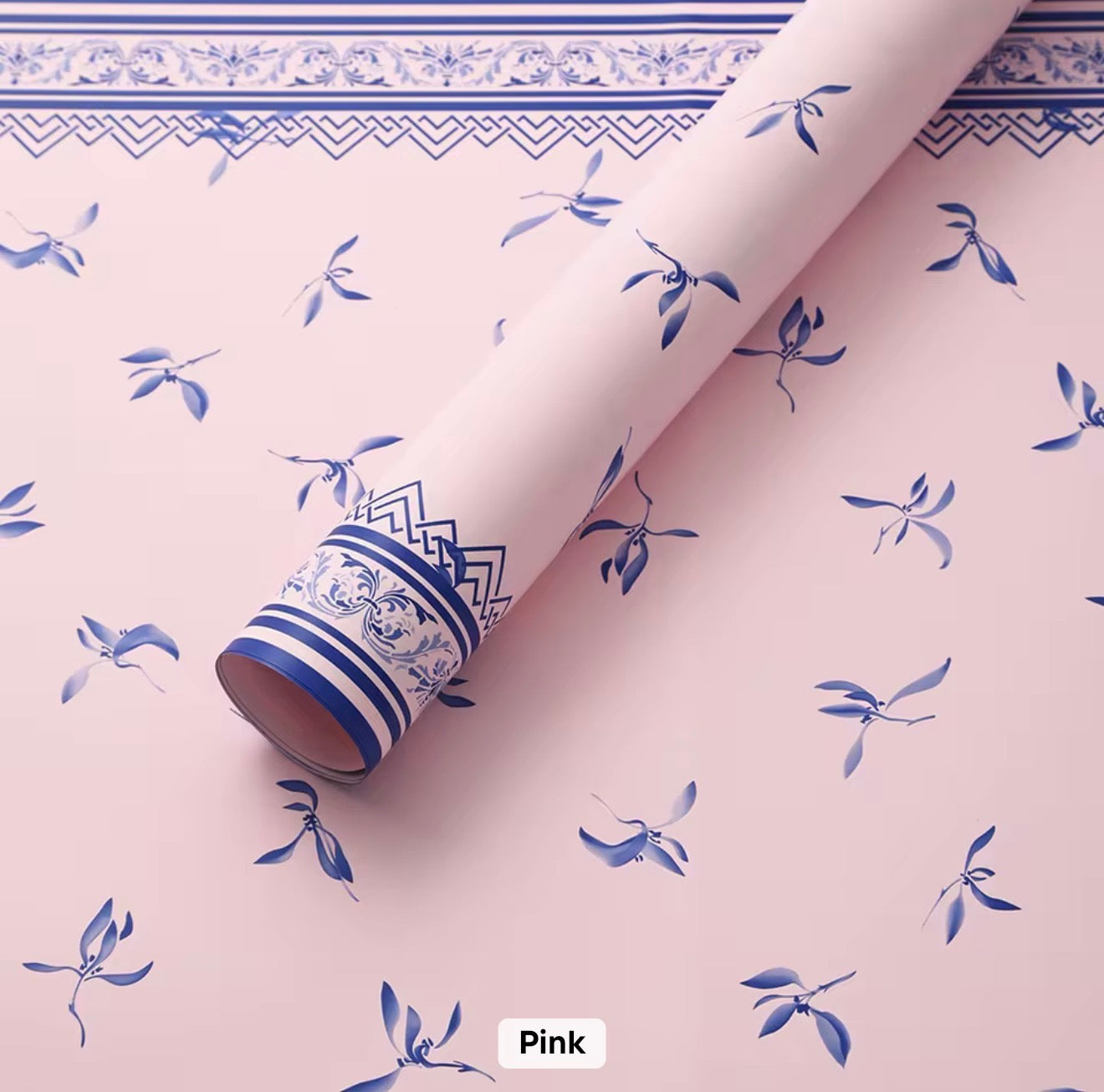 Waterproof Floral Bouquet Wrapping Paper with Decorative Border & Mini Flower Print – 20 Sheet Pack | Premium Flower Gift Wrap | 58×58cm
