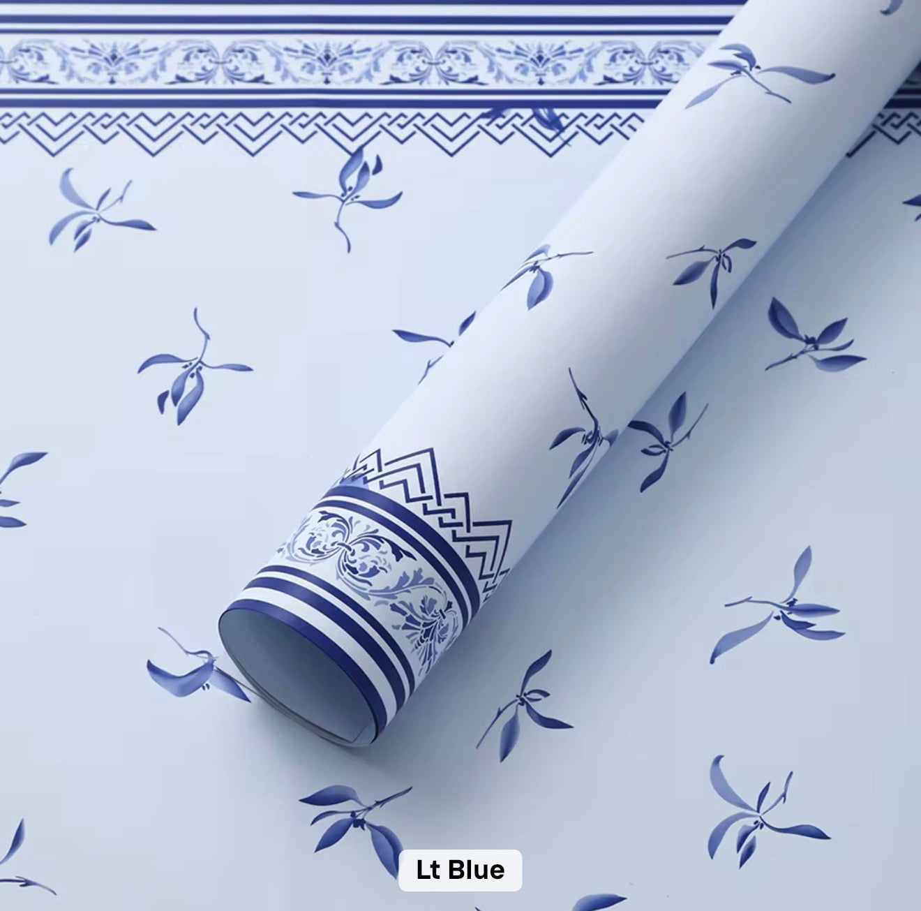Waterproof Floral Bouquet Wrapping Paper with Decorative Border & Mini Flower Print – 20 Sheet Pack | Premium Flower Gift Wrap | 58×58cm