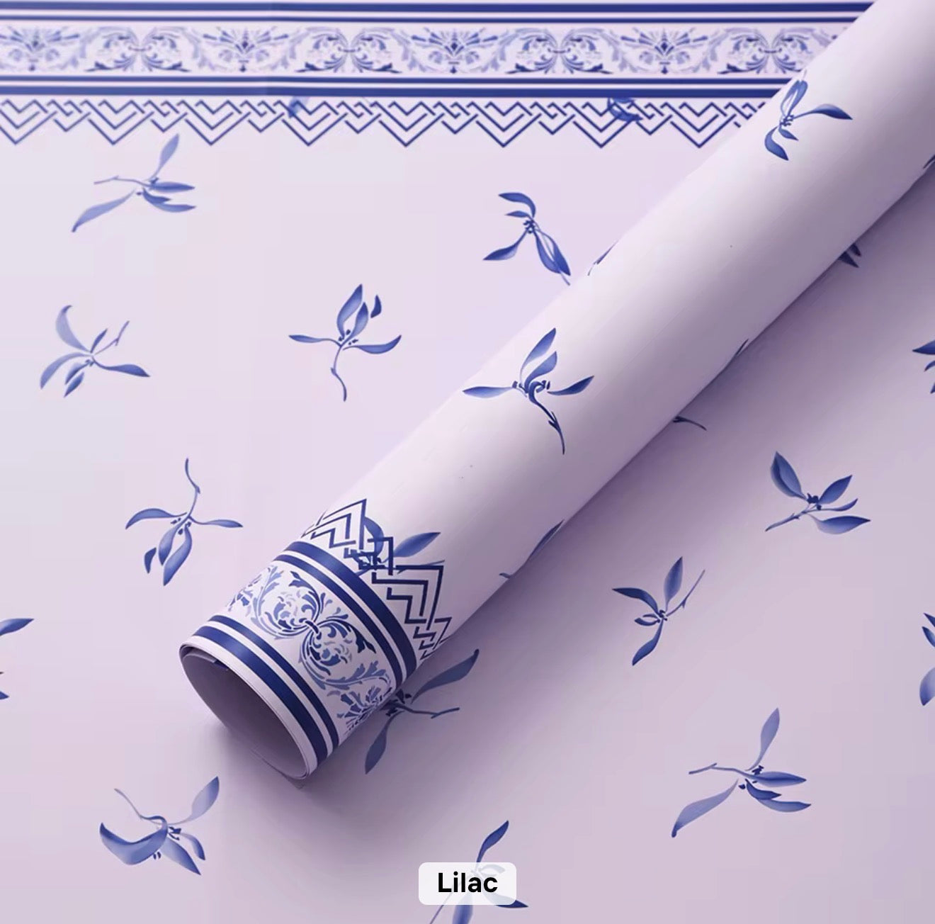 Waterproof Floral Bouquet Wrapping Paper with Decorative Border & Mini Flower Print – 20 Sheet Pack | Premium Flower Gift Wrap | 58×58cm