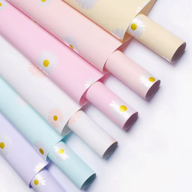 Korean Waterproof Daisy Flower Wrapping Paper – 20 Sheets